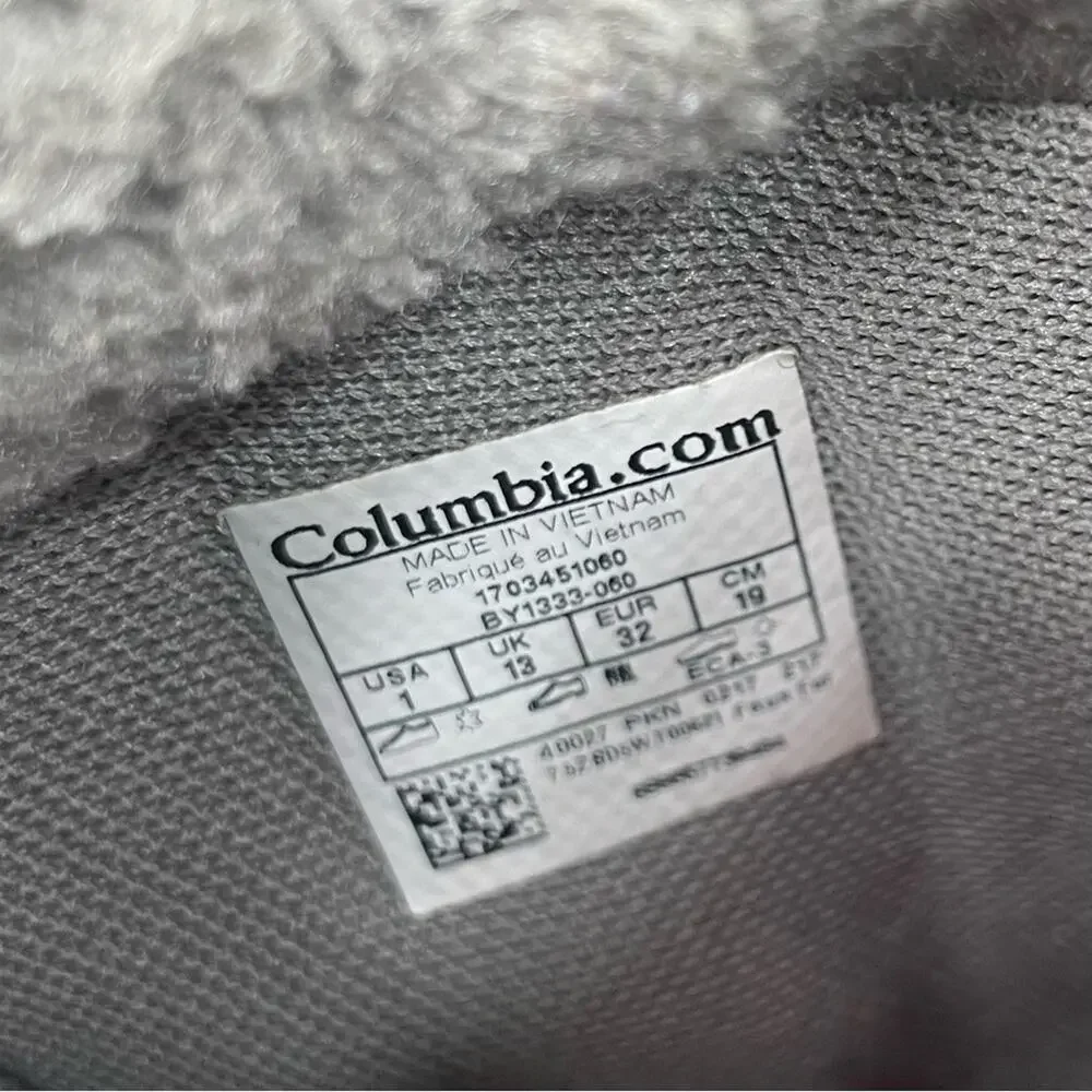 Columbia Bugaboot III Gray Pink Insulated Waterproof Boot Size 1 (Little kid)
